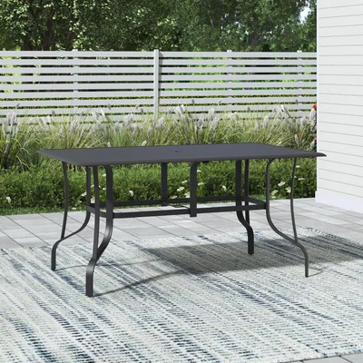 The Range Metal Modern Slatted Coffee Table with Parasol Hole - Black / L