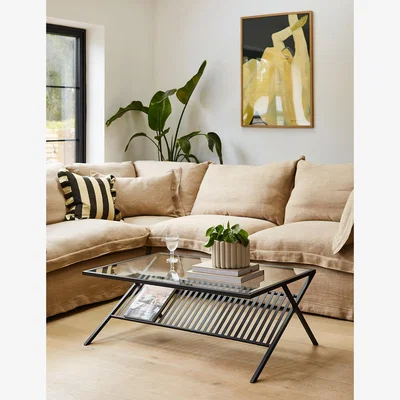 Rose & Grey Black Glass Top Coffee Table