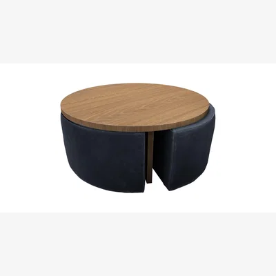 Sofa.com Woody Coffee Table and Nesting Stool Set in Mercury Cashmere Velvet - sofa.com