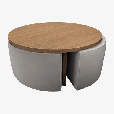 Sofa.com Woody Coffee Table and Nesting Stool Set in Nimbus Aquaclean Clever Chenille