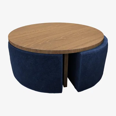 Sofa.com Woody Coffee Table and Nesting Stool Set in Port Royal Aquaclean Clever Chenille