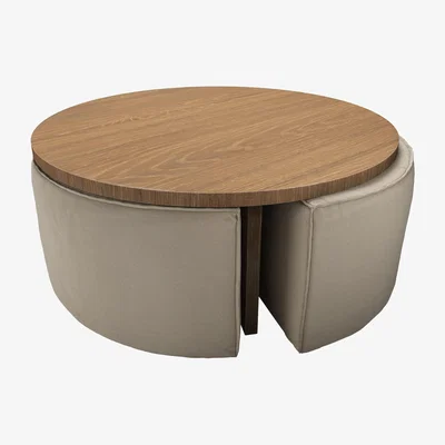 Sofa.com Woody Coffee Table and Nesting Stool Set in Pennine Stone Organic Smart Cotton
