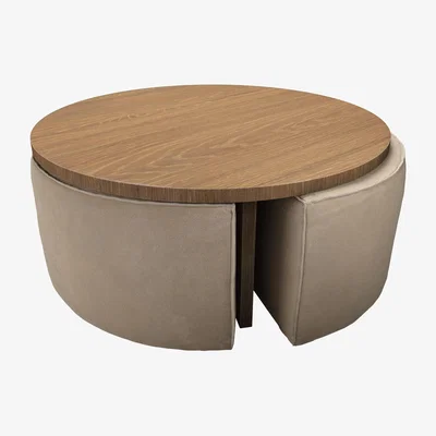Sofa.com Woody Coffee Table and Nesting Stool Set in Fawn Aquaclean Clever Chenille