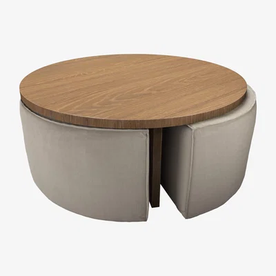 Sofa.com Woody Coffee Table and Nesting Stool Set in Wishful Vermeer Linen - sofa.com