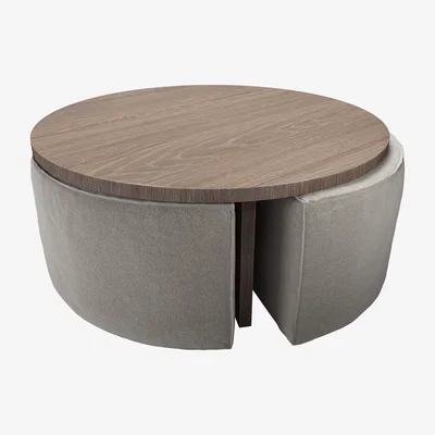 Sofa.com Woody Coffee Table and Nesting Stool Set in Soft Textured Oat - sofa.com