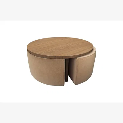 Sofa.com Woody Coffee Table and Nesting Stool Set in Biscotti - sofa.com