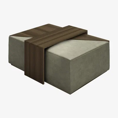Sofa.com Astaire Modular Coffee Table Set Footstool in Matcha Powdered Leather - sofa.com