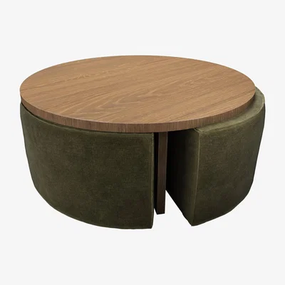 Sofa.com Woody Coffee Table and Nesting Stool Set in Juniper Aquaclean Clever Chenille