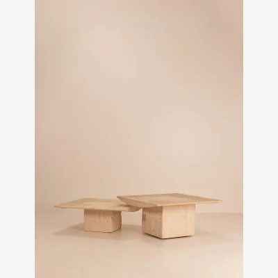 Soho Home Vintage Mid Century Coffee Table Set, Travertine