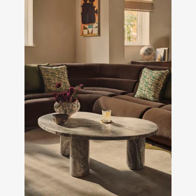 Soho Home Tisbury Oval Coffee Table, Terra Bianca Marble
