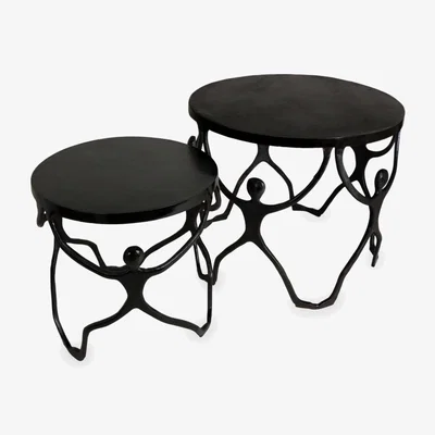 Sazy Dance Set of 2 Coffee Tables, Black