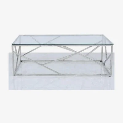 Teddy Beau Deco Home Claudette Stainless Steel And Glass Coffee Table