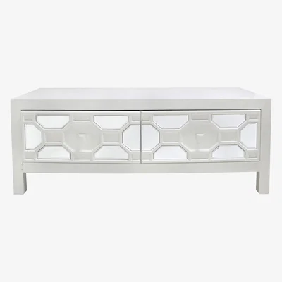 Teddy Beau Deco Home 2 Drawer Rueben Geometric Wood Coffee Table White