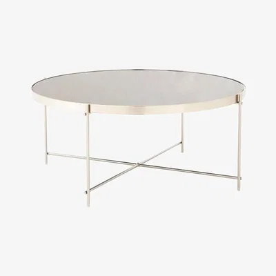 Teddy Beau Teddy's Collection Axel Grey Mirror Brushed Nickel Coffee Table