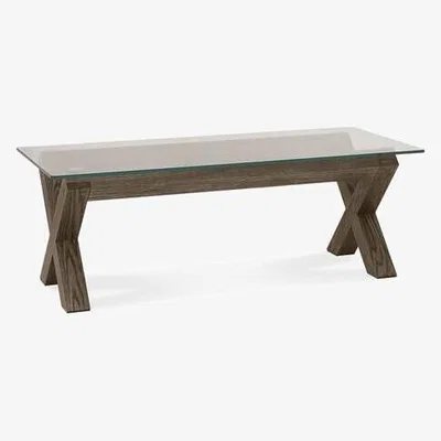 Teddy Beau Bentley Turin Glass Dark Oak Rectangular Coffee Table