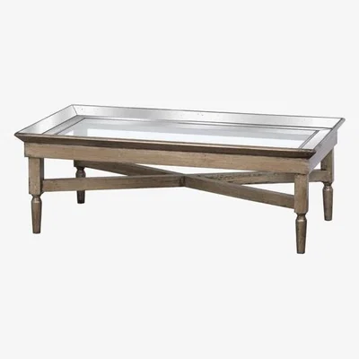 Teddy Beau Hill Astor Glass Coffee Table With Mirror Detailing