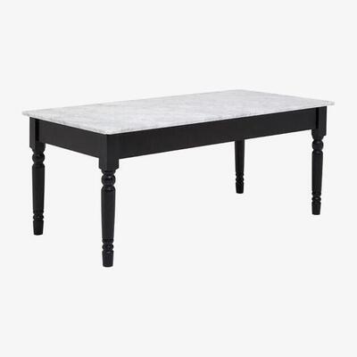 Teddy Beau Teddy's Collection Hugo Marble Top Black Frame White Coffee Table