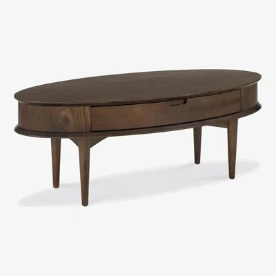 Teddy Beau Bentley Oslo With Drawer Walnut Oval Coffee Table