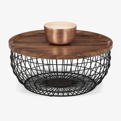 Teddy Beau Julain Bowen Smithson Storage Coffee Table in Walnut & Black