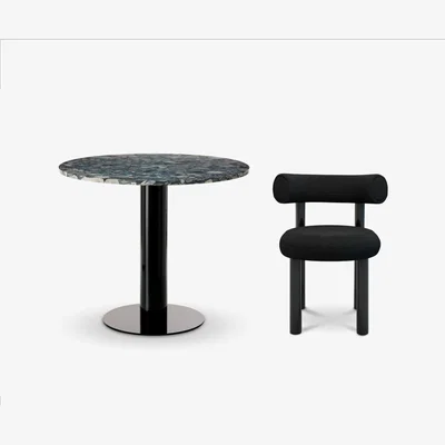 Tom Dixon Tom Dixon - Set of Four Fat Dining Chair and Tube Dining Table Black Pebble Marble