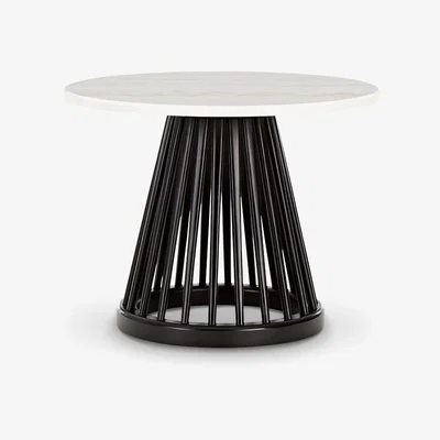 Tom Dixon Tom Dixon - Fan Table Black Base White Marble Top 600mm