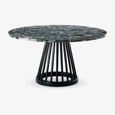 Tom Dixon Tom Dixon - Fan Table Black Base Pebble Marble Top 900mm