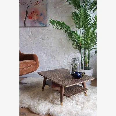 Urban Outfitters Urban Renewal Vintage Two-Tier Dansette Leg Coffee Table - Brown 28cm x 62cm x 46cm at Urban Outfitters