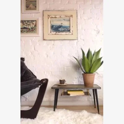 Urban Outfitters Urban Renewal Vintage Mid-Century Melamine Coffee Table With Suspended Magazine Rack - Brown 54cm x 61cm x 30cm at Urban Outfitters