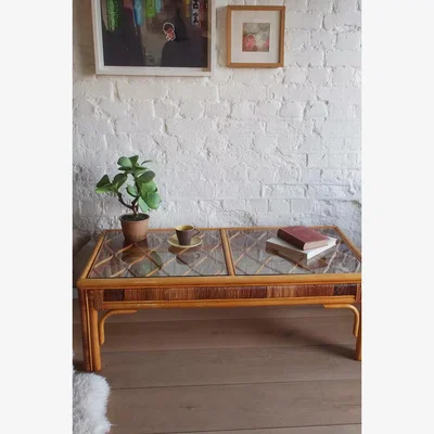 Urban Outfitters Urban Renewal Vintage Cane Glass Topped Coffee Table - Neutral ALL at Urban Outfitters