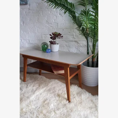 Urban Outfitters Urban Renewal Vintage Painted Top Mid-Century Surfboard Coffee Table - Cream 44cm x 82cm x 38cm at Urban Outfitters