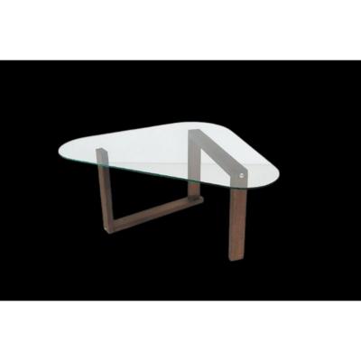 Vivense Glass Coffee Table, Dark Wood