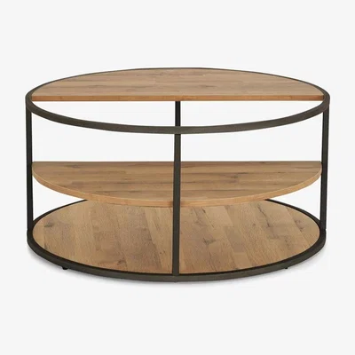 Vivense Trace Coffee Table, Dark Wood & Black
