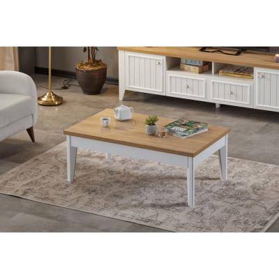 Vivense Lorin Coffee Table, Light Wood & White