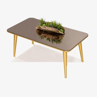 Vivense Kristal Glass Coffee Table, Gold