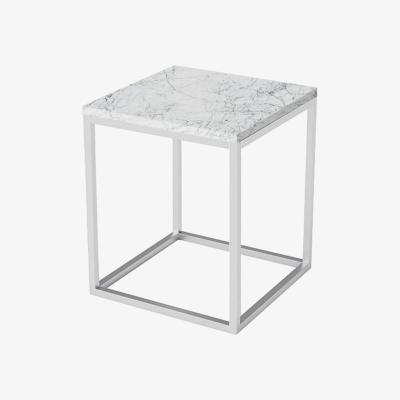 Vivense Esta Marble Coffee Table, White & Chrome