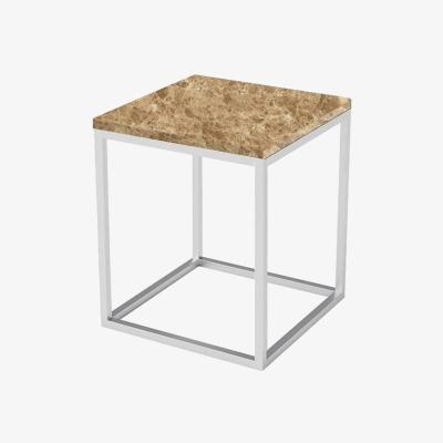 Vivense Esta Marble Coffee Table, Natural & Chrome