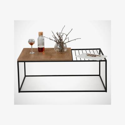 Vivense Zinus Coffee Table, Dark Wood & Black