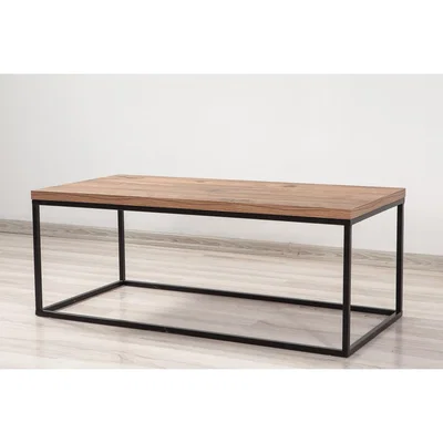Vivense Quantum Coffee Table, Dark Wood & Black