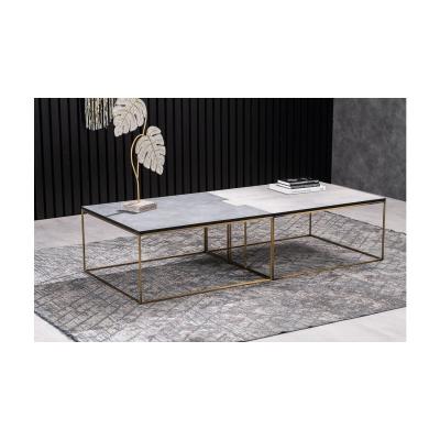 Vivense Corset Coffee Table, Grey & Gold