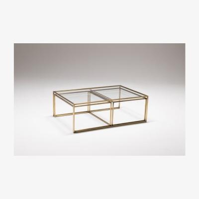 Vivense Sky Transparent Glass Coffee Table, Gold