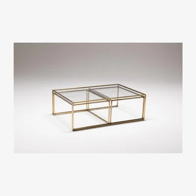Vivense Sky Transparent Glass Coffee Table, Gold