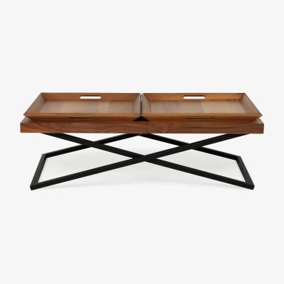Vivense Towly Coffee Table with Trays, Light Wood