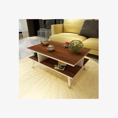 Vivense Inverno Ekha Coffee Table, Dark Wood & White & Chrome