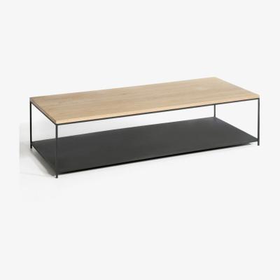 Vivense Gree Two Tier Coffee Table, Light Wood & Black