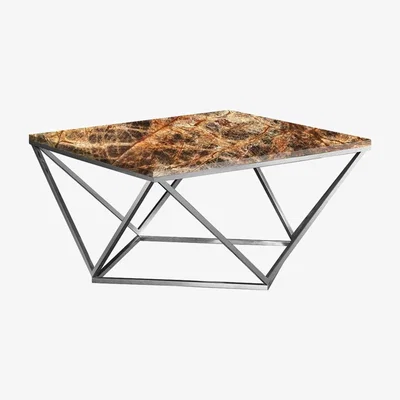 Vivense Kreon Marble Coffee Table, Natural & Chrome