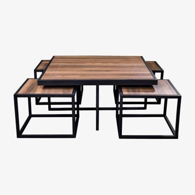 Vivense Jet Modular Coffee Table, Dark Wood & Black