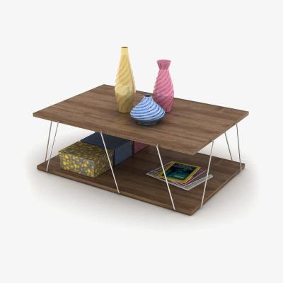 Vivense Rafevi Tars Coffee Table, Dark Wood & Chrome
