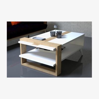 Vivense Windy Coffee Table, White & Light Wood