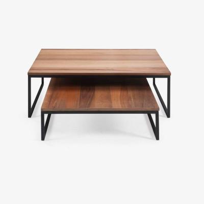 Vivense Cooper 2 Piece Coffee Table, Walnut
