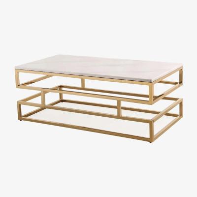 Vivense Rex Coffee Table, Gold & White